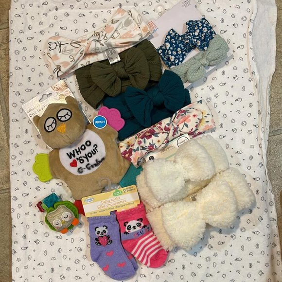 Various Other - Baby Girl Bundle NEW ITEMS! Headbands Bows Socks Toys Teether